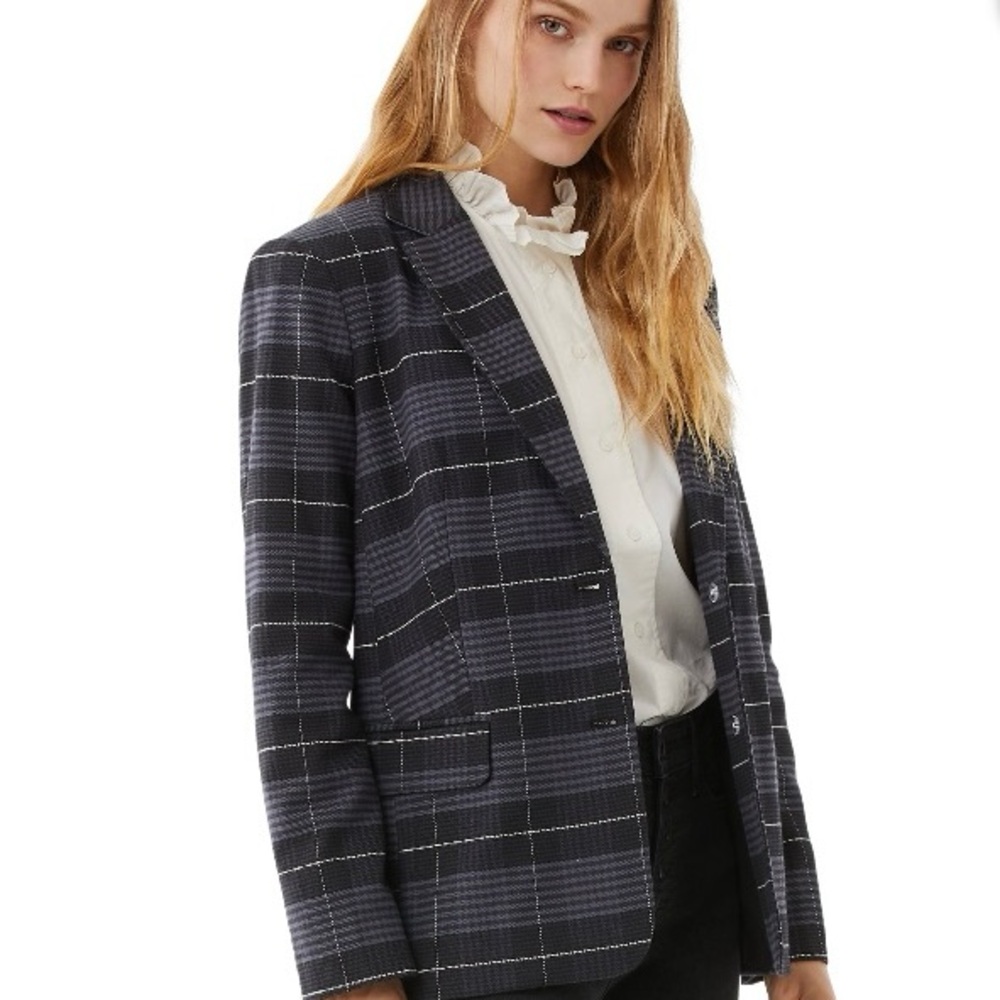 Free Assembly Cobalt, Black and Grey Tailored Blazer with Structured Silhouette